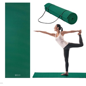 Gaiam Essentials 1/4″ Thin (6mm) Yoga & Pilates, Fitness & Exercise Mat with Easy-Cinch Carrier Strap Cusion Support For Fitness and Gym Workouts(Green)
