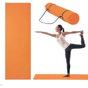 Gaiam Essentials 1/4″ Thin (6mm) Yoga & Pilates, Fitness & Exercise Mat with Easy-Cinch Carrier Strap Cusion Support For Fitness and Gym Workouts(Orange)