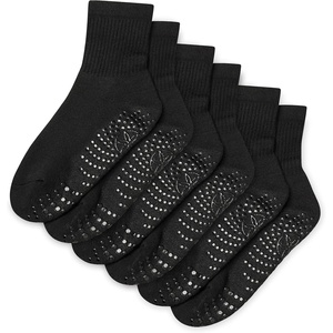 Gaiam Grippy Crew Socks with Silicone Grip Non-Slip Socks for Pilates, Yoga, Barre & Dance | Cotton Blend | 2-Pack or 3-Pack(3 Pack – Solid Black)