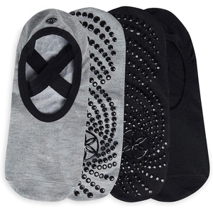 Gaiam Grippy Studio Yoga Socks, Non-Slip, Open-Toe, One Size | Toeless Design | Silicone Dot Grip | Yoga, Pilates & Barre | Travel-Ready | Fits Women’s Shoe 5-10(Dovetail 2-pack)