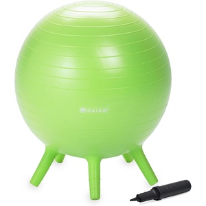 Gaiam Kids Stay-N-Play Balance Ball Chair, Built-In Legs | Built-In Stability Legs | Active Classroom Seating | Core Engagement | Kids Desk Chair | Pump Included(Lime)