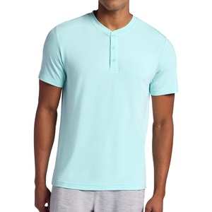 Gaiam Men’s Bliss Balance Short Sleeve Henley Top(Pastel Turq)