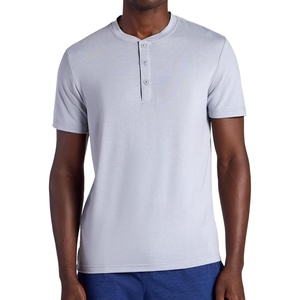 Gaiam Men’s Bliss Balance Short Sleeve Henley Top(Sleet)