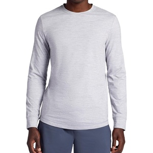 Gaiam Men’s Breathe Ease Long Sleeve Crewneck Top, Standard Fit, Stretch Heavyweight Material(Sleet Heather)