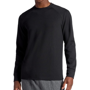 Gaiam Men’s Cozy & Cool Long Sleeve Crewneck Top, Standard Fit, Stretch Midweight Micro Waffle Jacquard Material(Black)