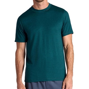 Gaiam Men’s Everyday Basic Crewneck Top, Standard Fit, Stretch Midweight Material(Deep Teal Heather)