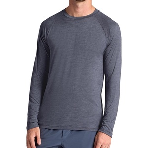 Gaiam Men’s Everyday Basic Long Sleeve Crewneck Top, Standard Fit, Stretch Midweight Material(Ebony Heather)