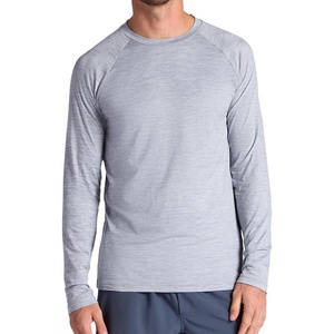 Gaiam Men’s Everyday Basic Long Sleeve Crewneck Top, Standard Fit, Stretch Midweight Material(Sleet Heather)