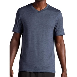 Gaiam Mens Everyday Basic V-Neck Top, Standard Fit, Stretch Midweight Material(Cool Grey Heather)
