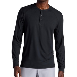 Gaiam Men’s Long Sleeve Henley Shirt, Standard Fit, Stretch Midweight Material(Black – Commuter)