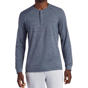 Gaiam Men’s Long Sleeve Henley Shirt, Standard Fit, Stretch Midweight Material(Ebony Heather – Commuter)