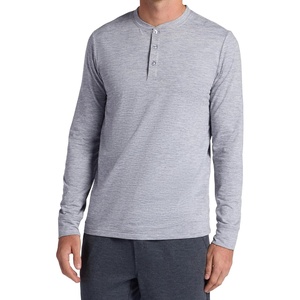 Gaiam Men’s Long Sleeve Henley Shirt, Standard Fit, Stretch Midweight Material(Sleet Heather – Bliss Balance)