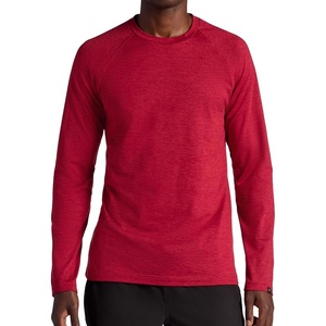 Gaiam Men’s Power Long Sleeve Crewneck Top, Standard Fit, Stretch Heavyweight Fleece Material(Biking Red Heather)