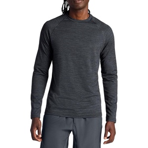 Gaiam Men’s Power Long Sleeve Crewneck Top, Standard Fit, Stretch Heavyweight Fleece Material(Black Heather)