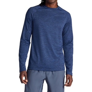 Gaiam Men’s Power Long Sleeve Crewneck Top, Standard Fit, Stretch Heavyweight Fleece Material(Navy Heather)