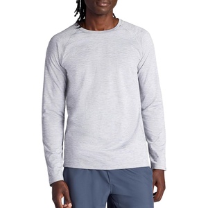 Gaiam Men’s Power Long Sleeve Crewneck Top, Standard Fit, Stretch Heavyweight Fleece Material(Sleet Heather)