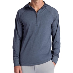 Gaiam Men’s Serenity Flow Long Sleeve Cowl Neck Quarter-zip Hoodie, Standard Fit, Stretch Midweight Material(Cool Grey Heather)