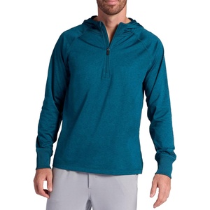 Gaiam Men’s Serenity Flow Long Sleeve Cowl Neck Quarter-zip Hoodie, Standard Fit, Stretch Midweight Material(Submerged Heather)