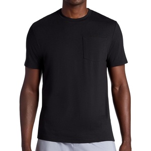Gaiam Men’s Stretch Tech T-Shirt with Pocket, Standard Fit, Stretch Midweight Material(Black)