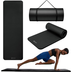 Gaiam Thick Yoga Mat, Exercise & Fitness Mat with Easy-Cinch Carrying Strap | Non-Slip NBR Foam | Joint Cushioning | Yoga, Pilates, Fitness & Floor Workouts | 72″L x 24″W(Black)