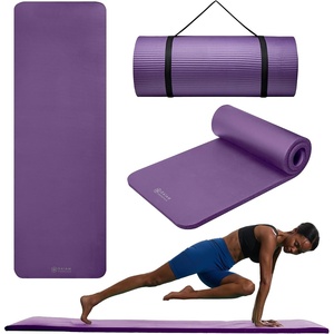 Gaiam Thick Yoga Mat, Exercise & Fitness Mat with Easy-Cinch Carrying Strap | Non-Slip NBR Foam | Joint Cushioning | Yoga, Pilates, Fitness & Floor Workouts | 72″L x 24″W(Purple)