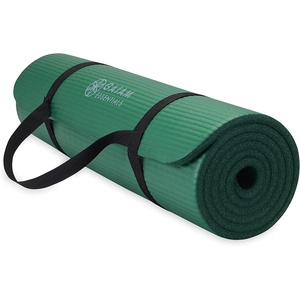 Gaiam Thick Yoga Mat, Exercise & Fitness Mat with Easy-Cinch Carrying Strap | Non-Slip NBR Foam | Joint Cushioning | Yoga, Pilates, Fitness & Floor Workouts | 72″L x 24″W(Green)