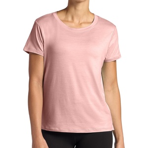 Gaiam Women’s Align Marled T-Shirt, Relaxed Fit, Stretch Midweight Heathered Material, High-Low Hem(Candlelight Peach Heather)