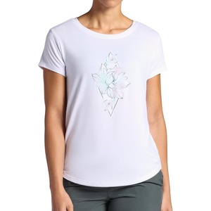 Gaiam Women’s Mindful Flower Graphic Crewneck T-Shirt, Relaxed Fit, Stretch Lightweight Material, Curved Hem(Bright White – Diamond)