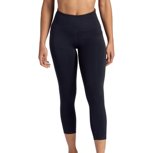 Gaiam Women’s Om High-Rise Pocket Capri Pant, Slim Cropped Fit, 22” Inseam, Moisture-Wicking(Black (Tap Shoe))