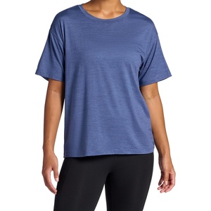 Gaiam Women’s Oversized Performance T-Shirt, Oversized Fit, Stretch Lightweight Material(Blue Indigo Heather)