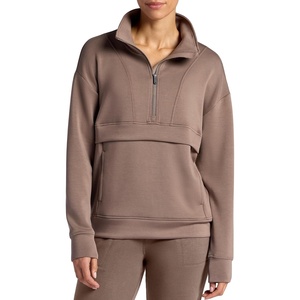 Gaiam Women’s Popover Quarter-zip, Relaxed Cropped Fit, Stretch Midweight Material(Falcon)