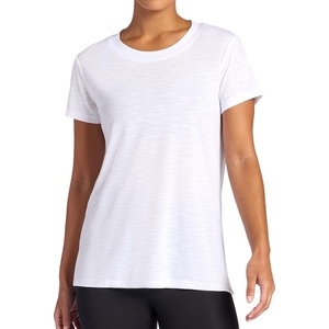 Gaiam Women’s Restore Rib Mix T-Shirt, Relaxed Fit, Lightweight Heathered Material, High-Low Hem(Bright White)