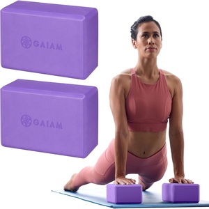 Gaiam Yoga Block – Supportive Latex-Free Eva Foam – Soft Non-Slip Surface with Beveled Edges for Yoga, Pilates, Meditation(Deep Purple)