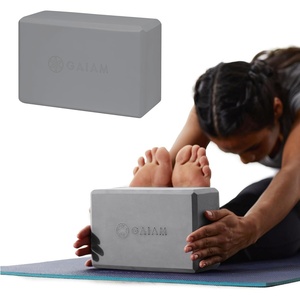 Gaiam Yoga Block – Supportive Latex-Free Eva Foam – Soft Non-Slip Surface with Beveled Edges for Yoga, Pilates, Meditation(Grey)