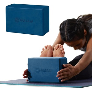 Gaiam Yoga Block – Supportive Latex-Free Eva Foam – Soft Non-Slip Surface with Beveled Edges for Yoga, Pilates, Meditation(Indigo Ink)