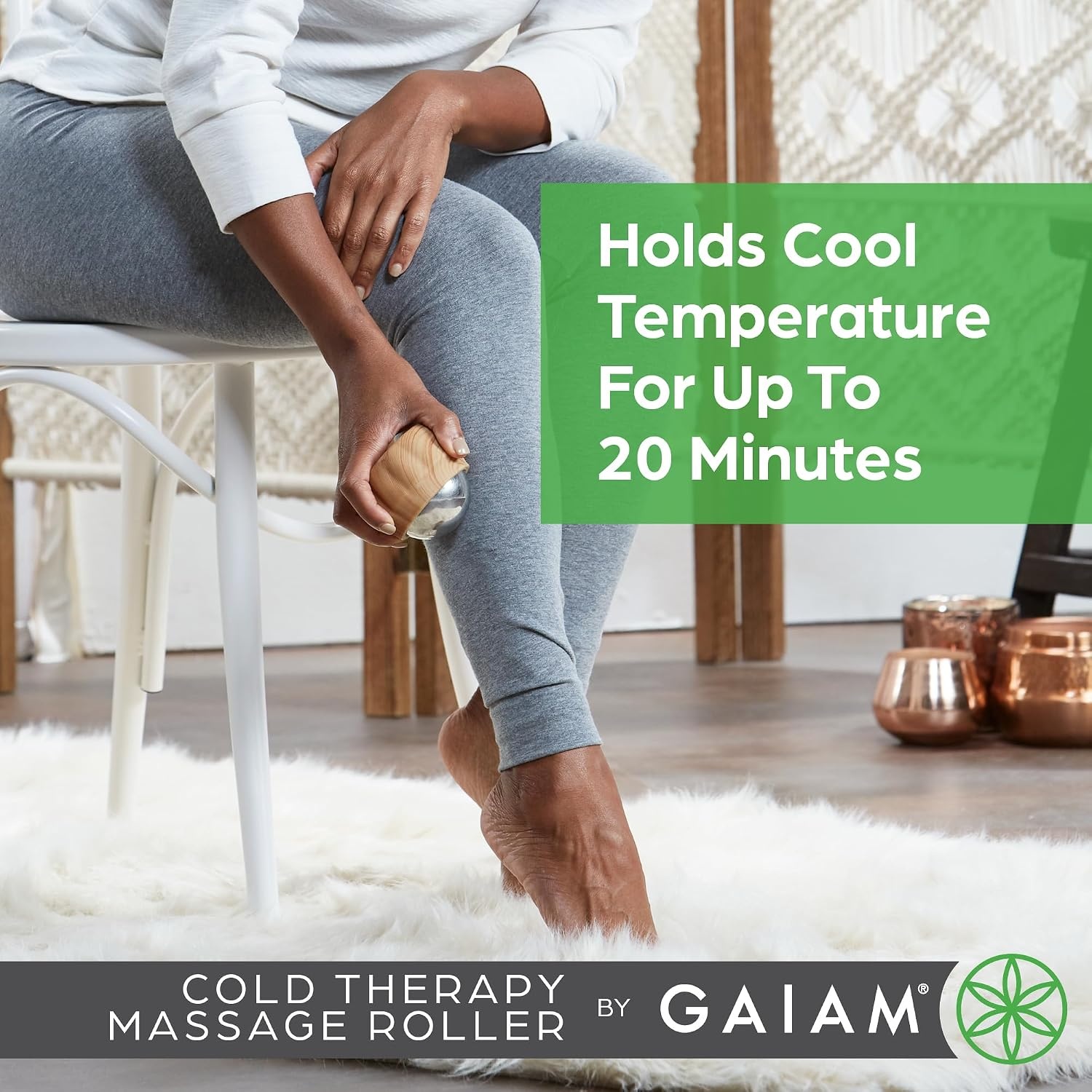 image:imageGaiam Cold Therapy Massage Roller Ergonomic Grip Black Cold Therapy Roller Targeted Muscle Recovery Soreness amp Inflammation Relief Ergonomic Grip Compact amp Portable