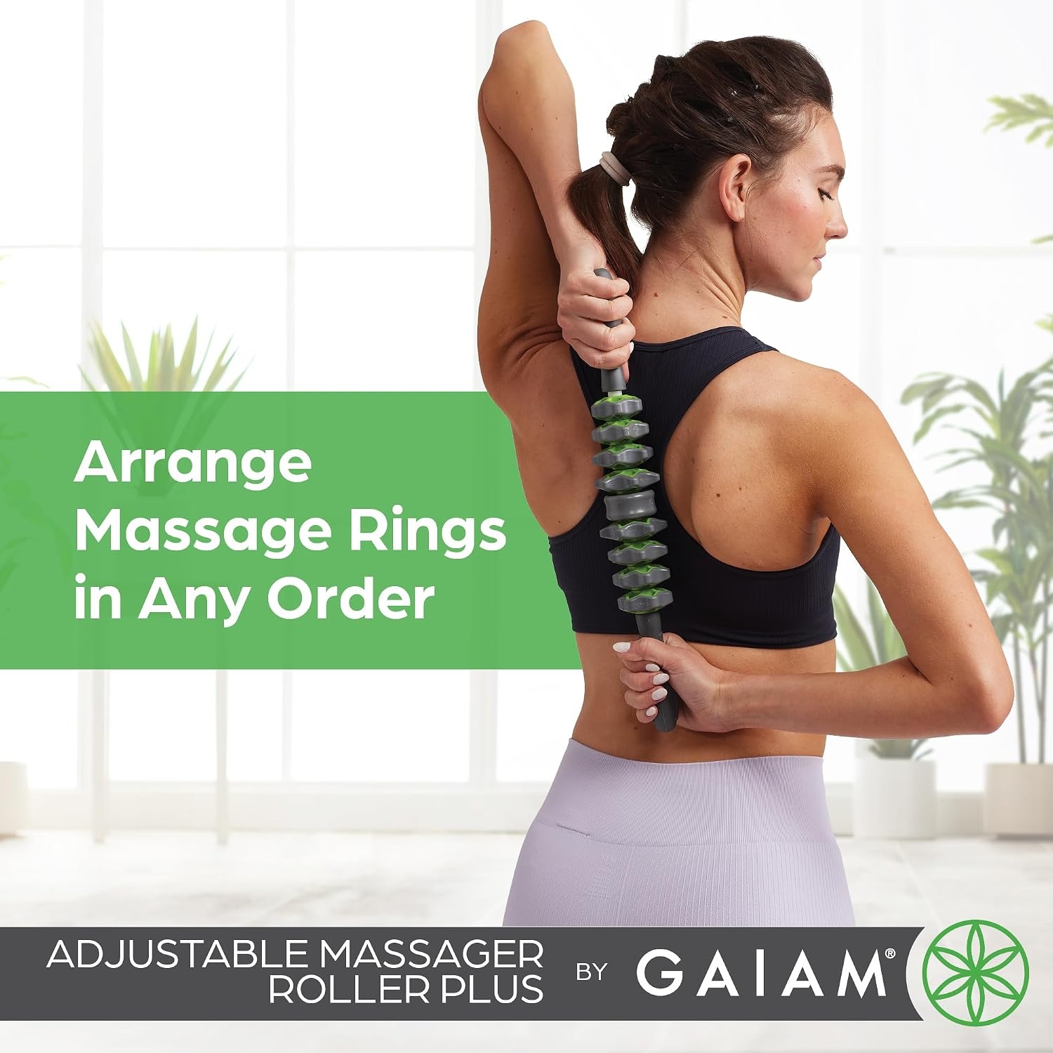 image:imageGaiam Restore Adjustable Massage Roller Plus Black Adjustable Roller Stick Targeted Muscle Recovery Tension amp Soreness Relief TravelFriendly Home amp Gym Use