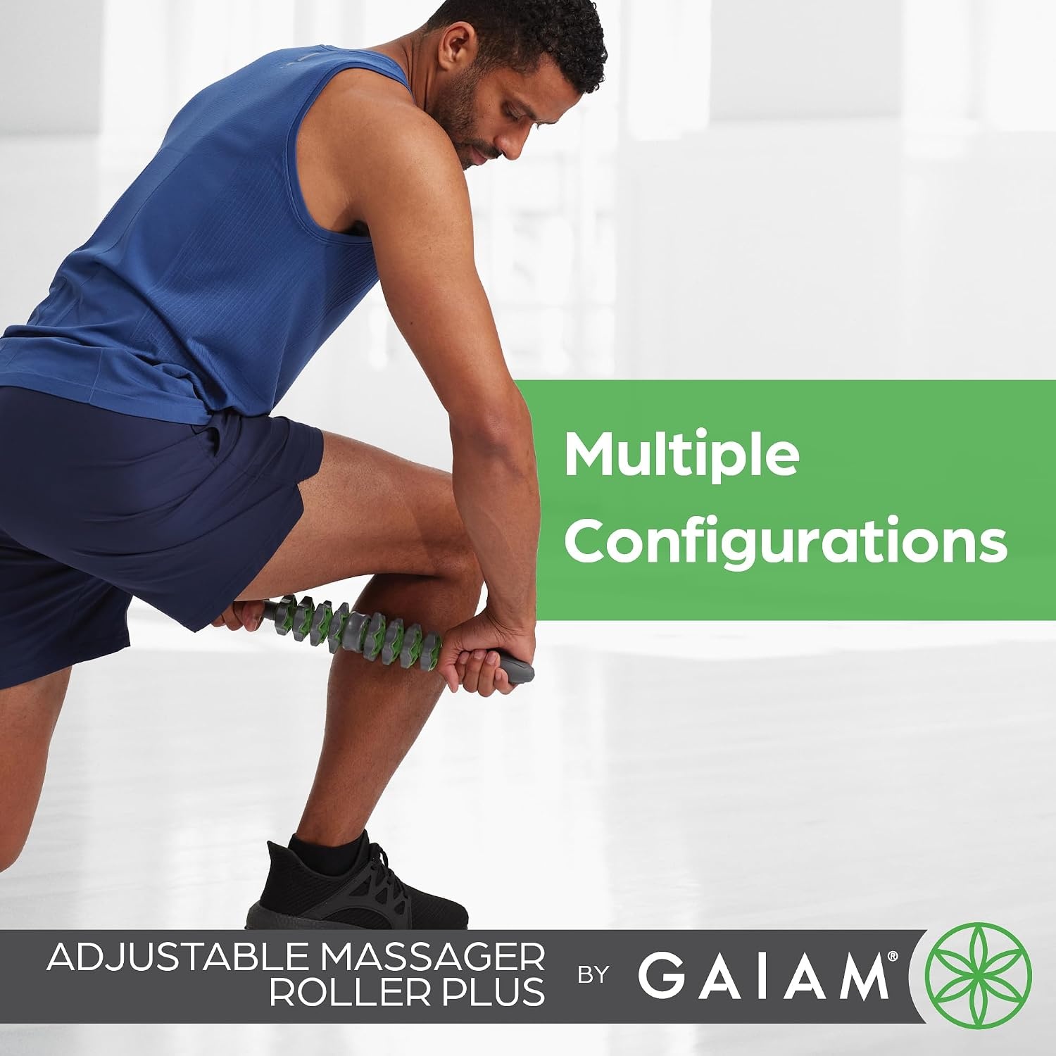 image:imageGaiam Restore Adjustable Massage Roller Plus Black Adjustable Roller Stick Targeted Muscle Recovery Tension amp Soreness Relief TravelFriendly Home amp Gym Use