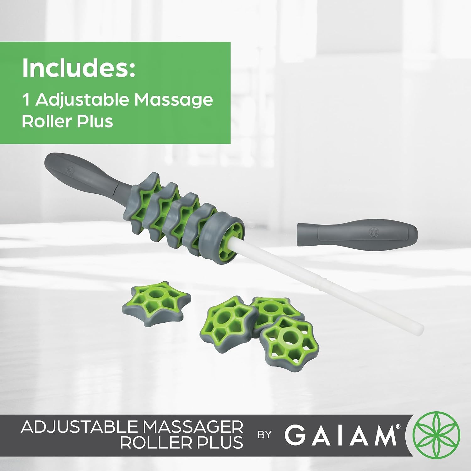 image:imageGaiam Restore Adjustable Massage Roller Plus Black Adjustable Roller Stick Targeted Muscle Recovery Tension amp Soreness Relief TravelFriendly Home amp Gym Use