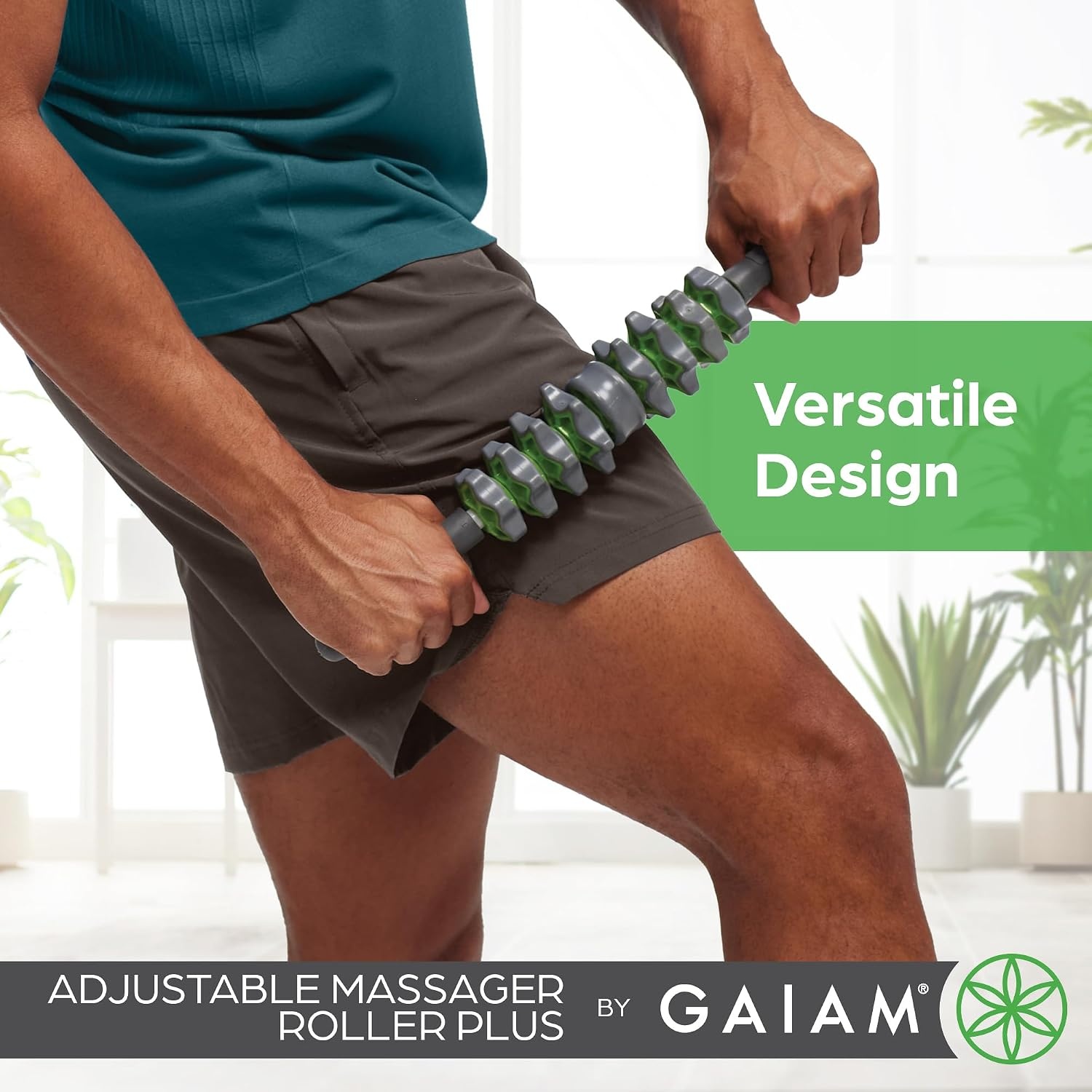 image:imageGaiam Restore Adjustable Massage Roller Plus Black Adjustable Roller Stick Targeted Muscle Recovery Tension amp Soreness Relief TravelFriendly Home amp Gym Use