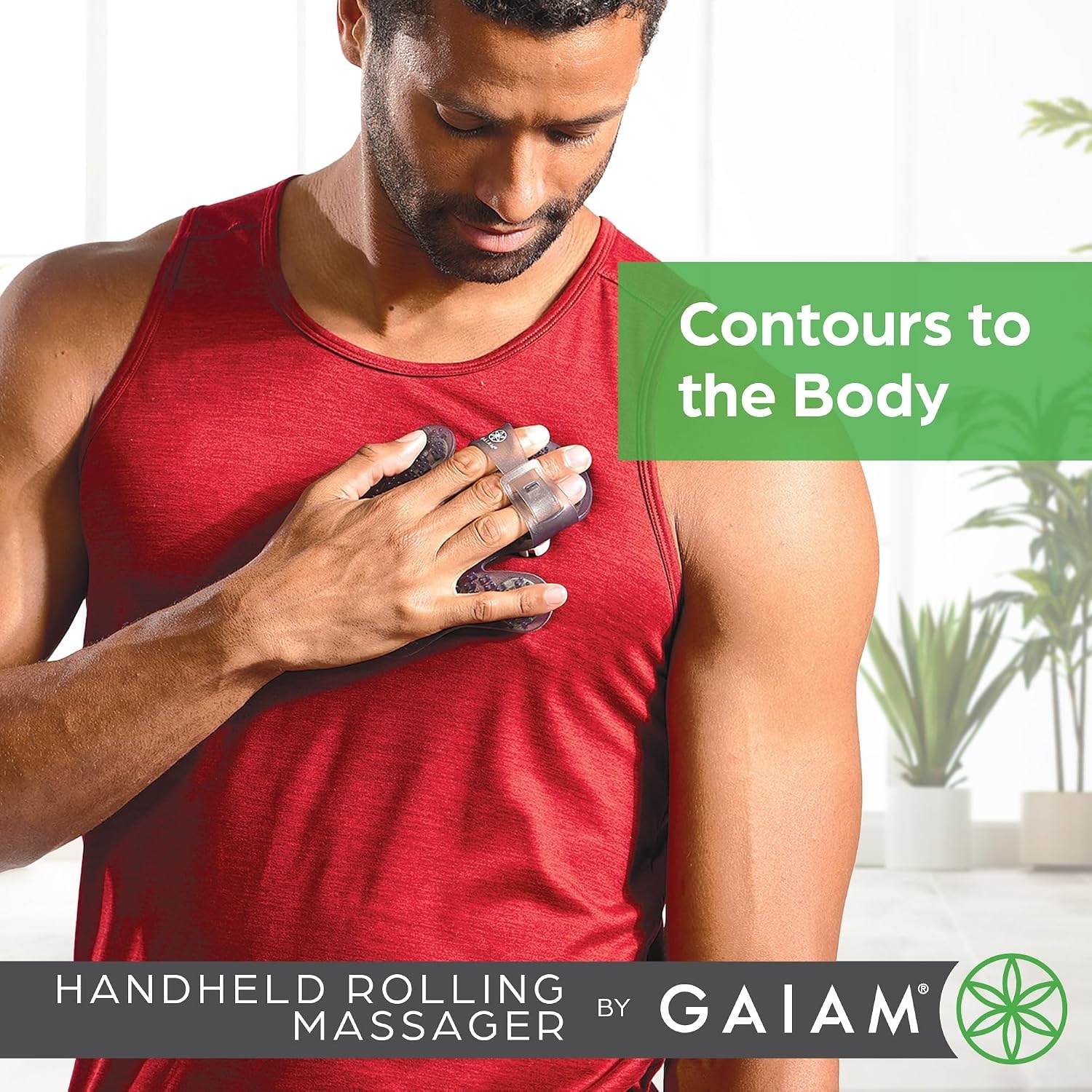 image:imageGaiam Restore HandHeld Rolling Massager Palm Glove PalmShaped Roller Glove Muscle Tension Soreness amp FullBody Massage Relief Ergonomic Design Home amp Gym Use