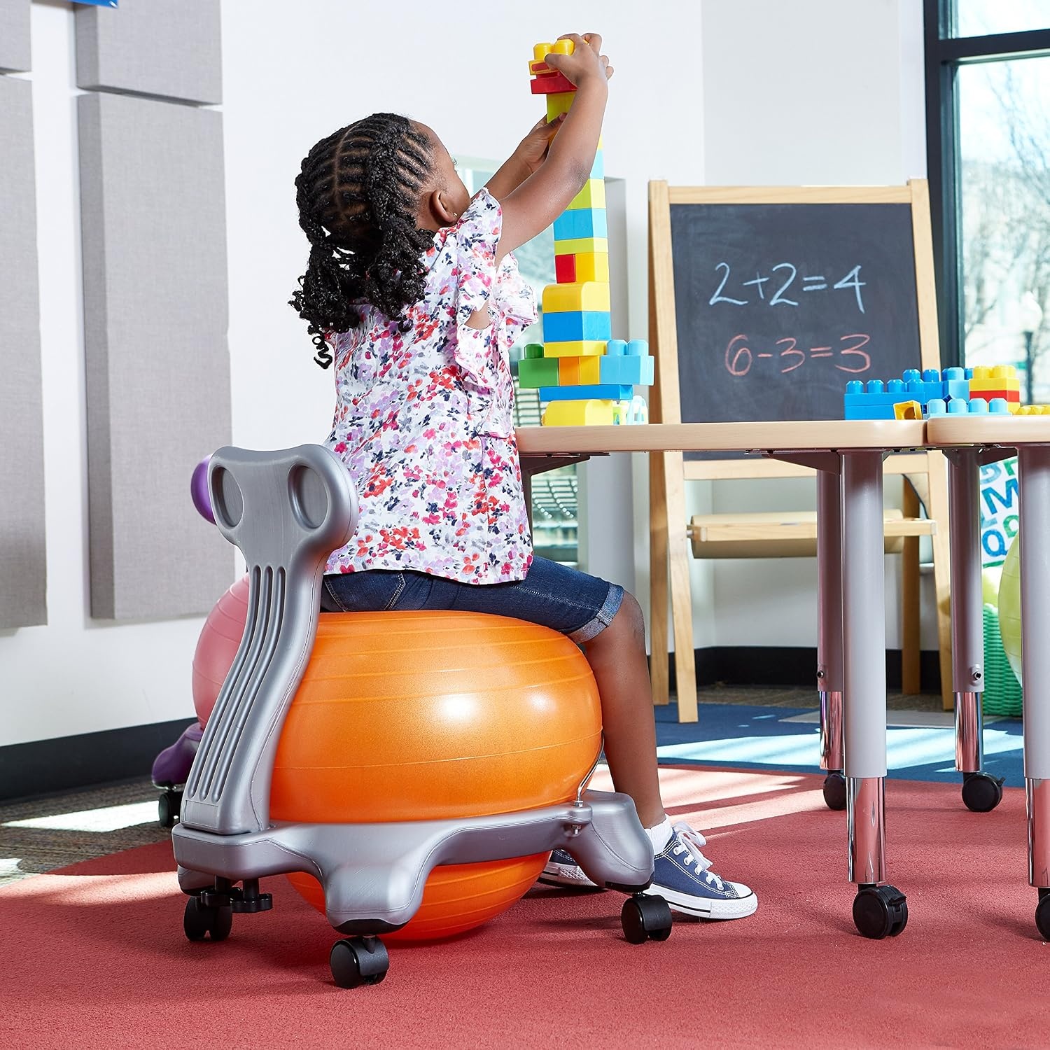 image:imageGaiam Kids Balance Ball Chair Classic Childrens Stability Ball Chair Alternative School Classroom Flexible Desk Seating for Active Students with Satisfaction Guarantee GreyOrange 35cm