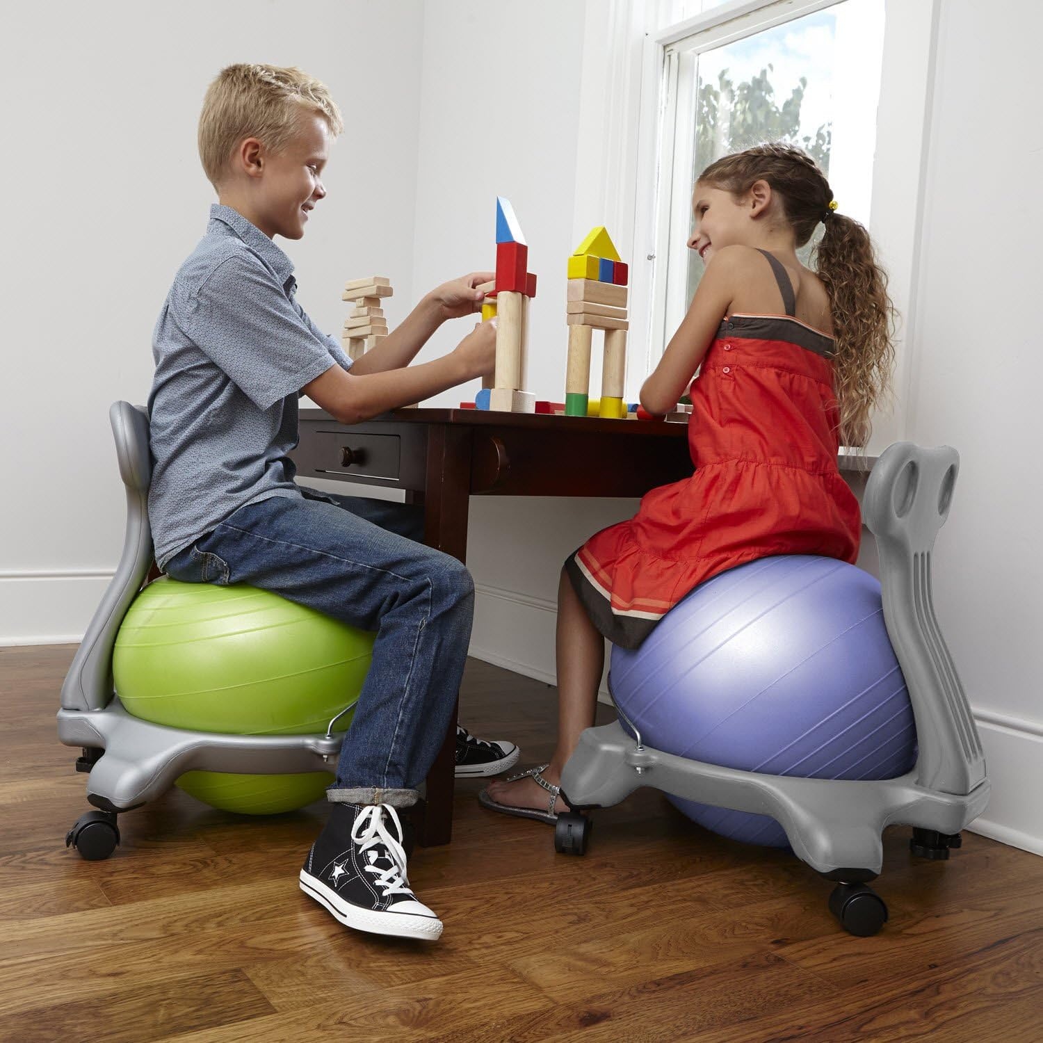 image:imageGaiam Kids Balance Ball Chair Classic Stability Pink Kids Stability Ball Chair Active Desk Seating Alternative Core amp Balance Engagement Pump Included Ages 612