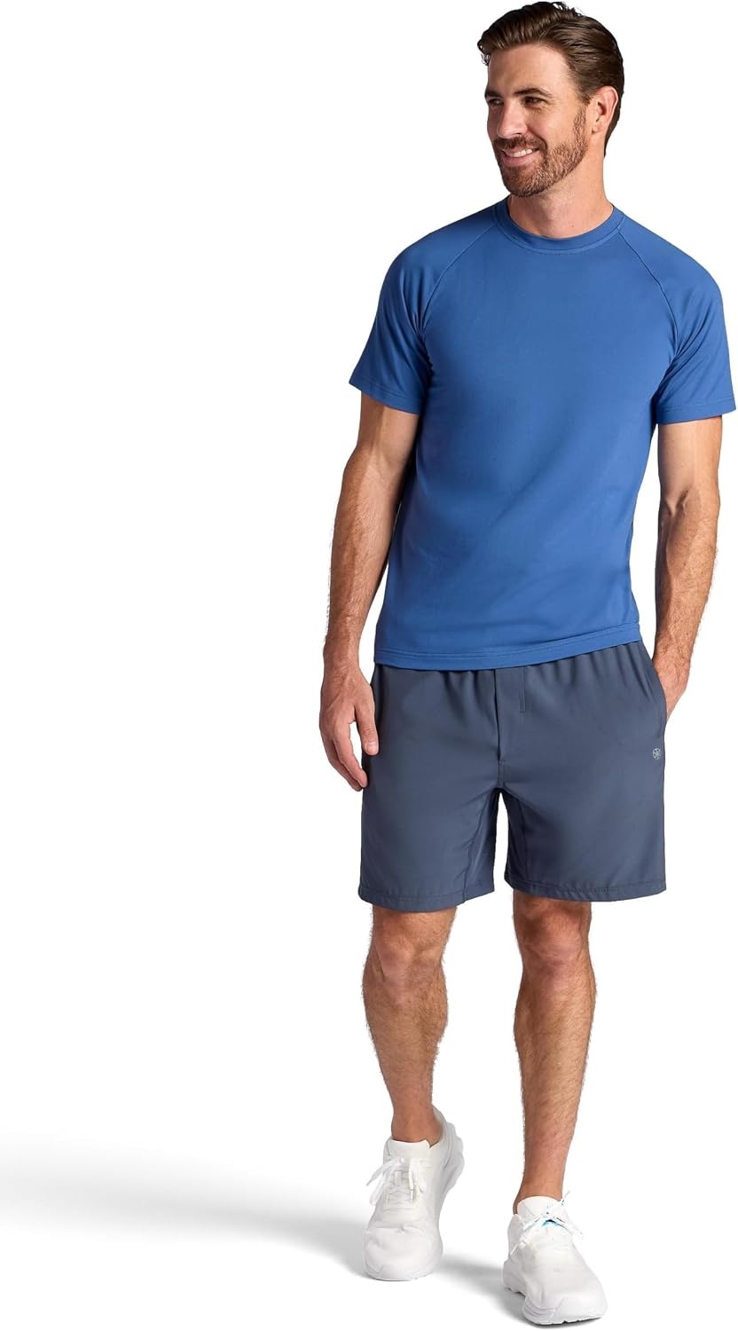 image:imageGaiam Mens Supine Crewneck Top Relaxed Fit Stretch Midweight MaterialTrue Navy