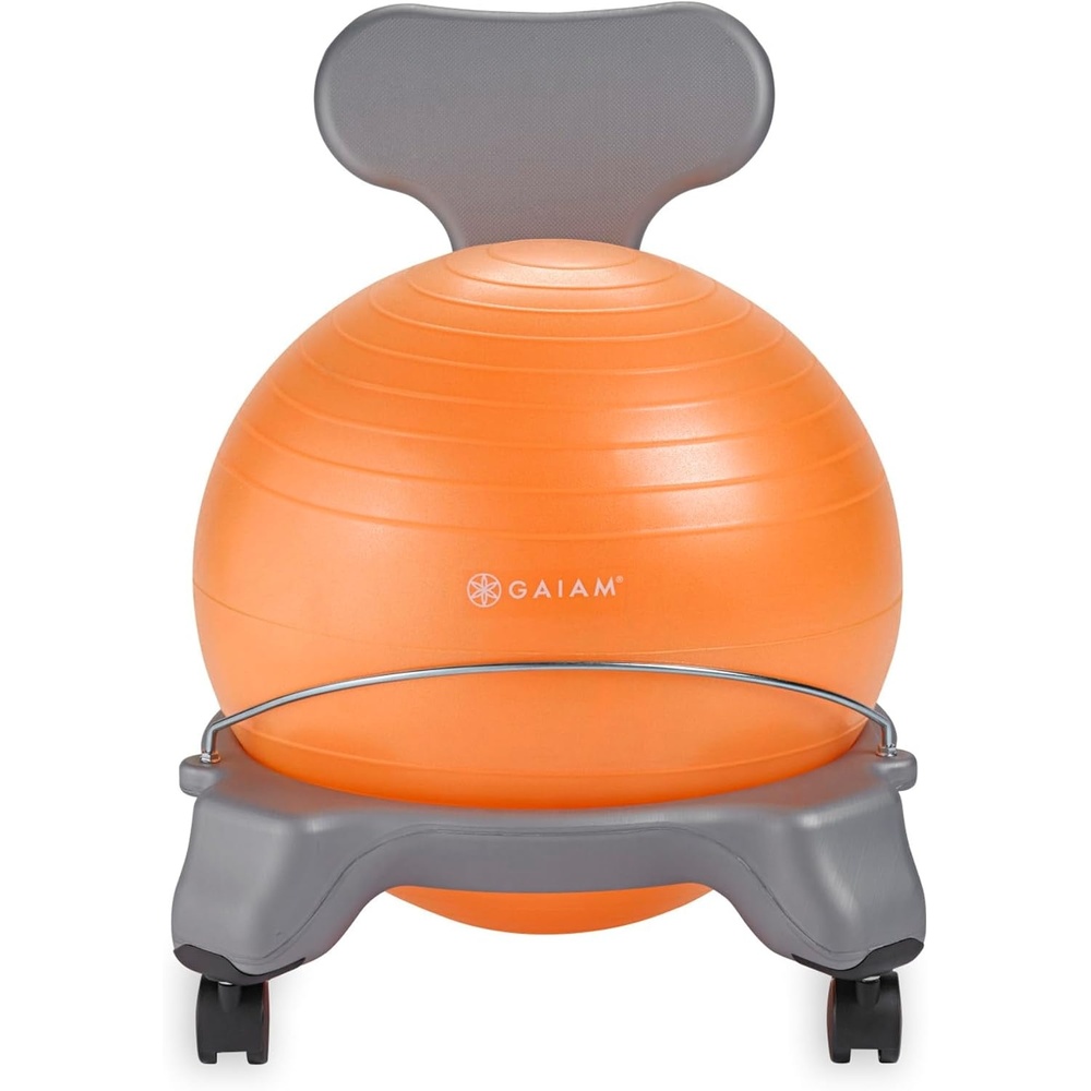 image:imageGaiam Kids Balance Ball Chair Classic Childrens Stability Ball Chair Alternative School Classroom Flexible Desk Seating for Active Students with Satisfaction Guarantee GreyOrange 35cm