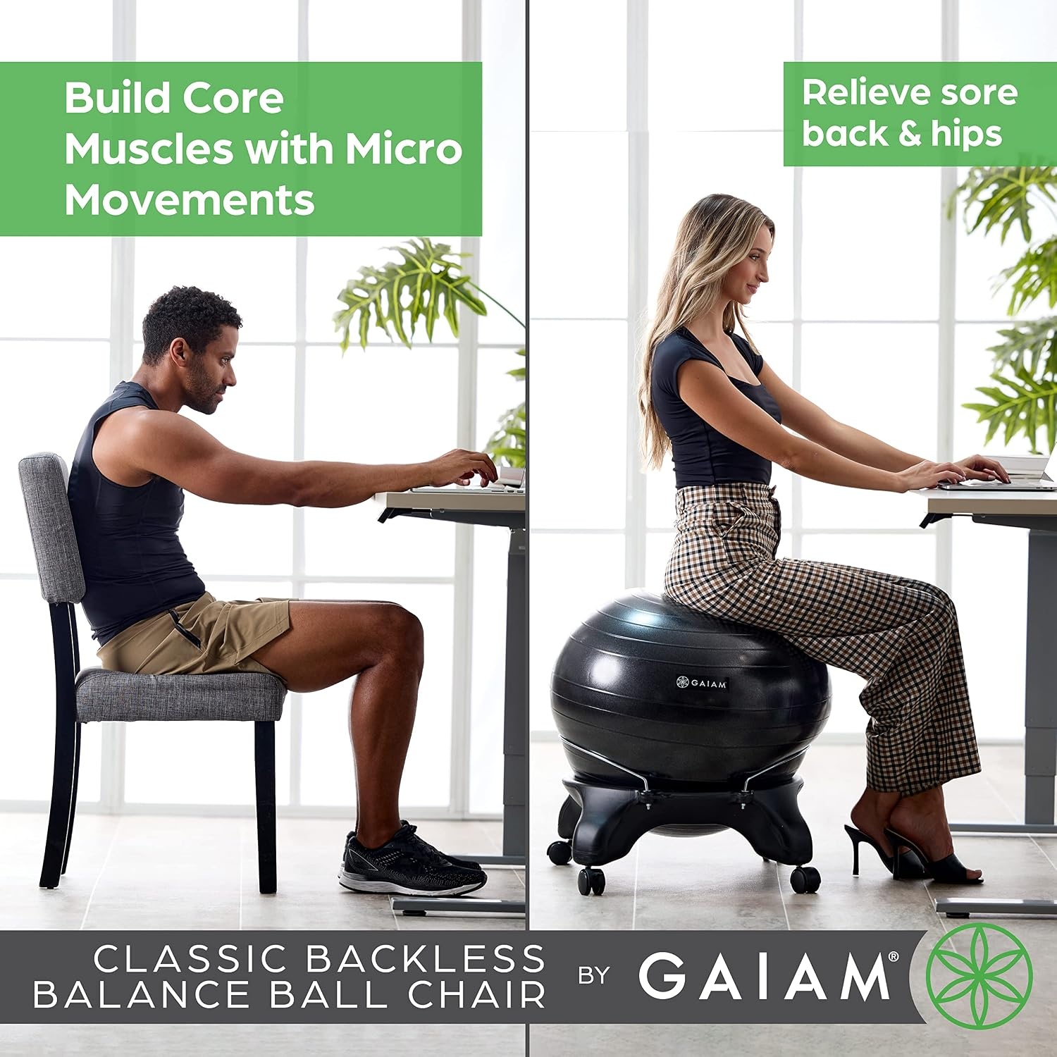 image:imageGaiam Classic Backless Balance Ball Chair Exercise Stability Yoga Ball Premium Ergonomic Chair for Home and Office Desk with Air Pump Exercise Guide and Satisfaction Guarantee