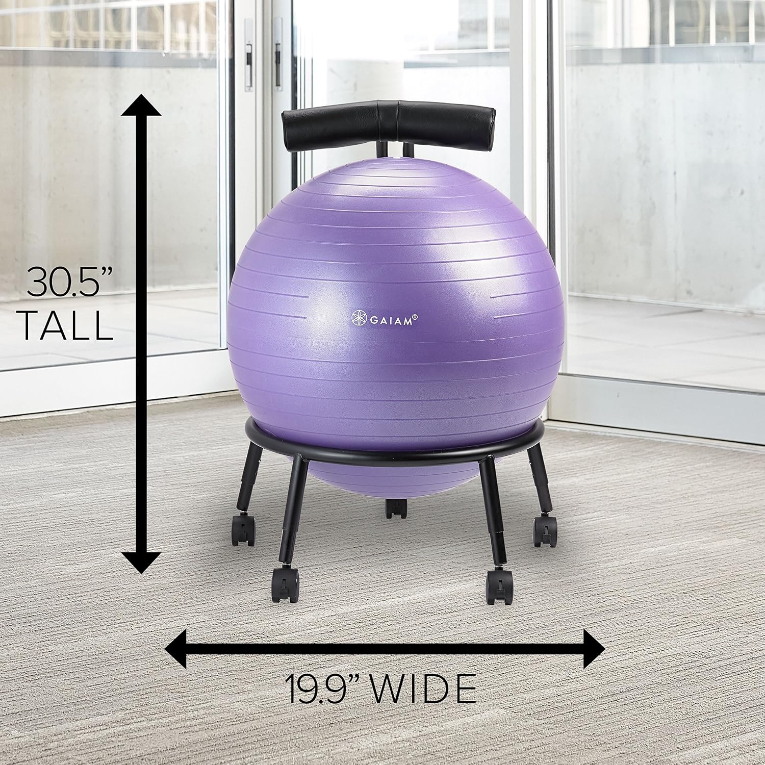 image:imageGaiam CustomFit Balance Ball Chair Exercise Stability Ball Adjustable Desk Chair for Home or Office with 55cm Yoga Ball Air Pump Exercise Guide and Satisfaction Guarantee