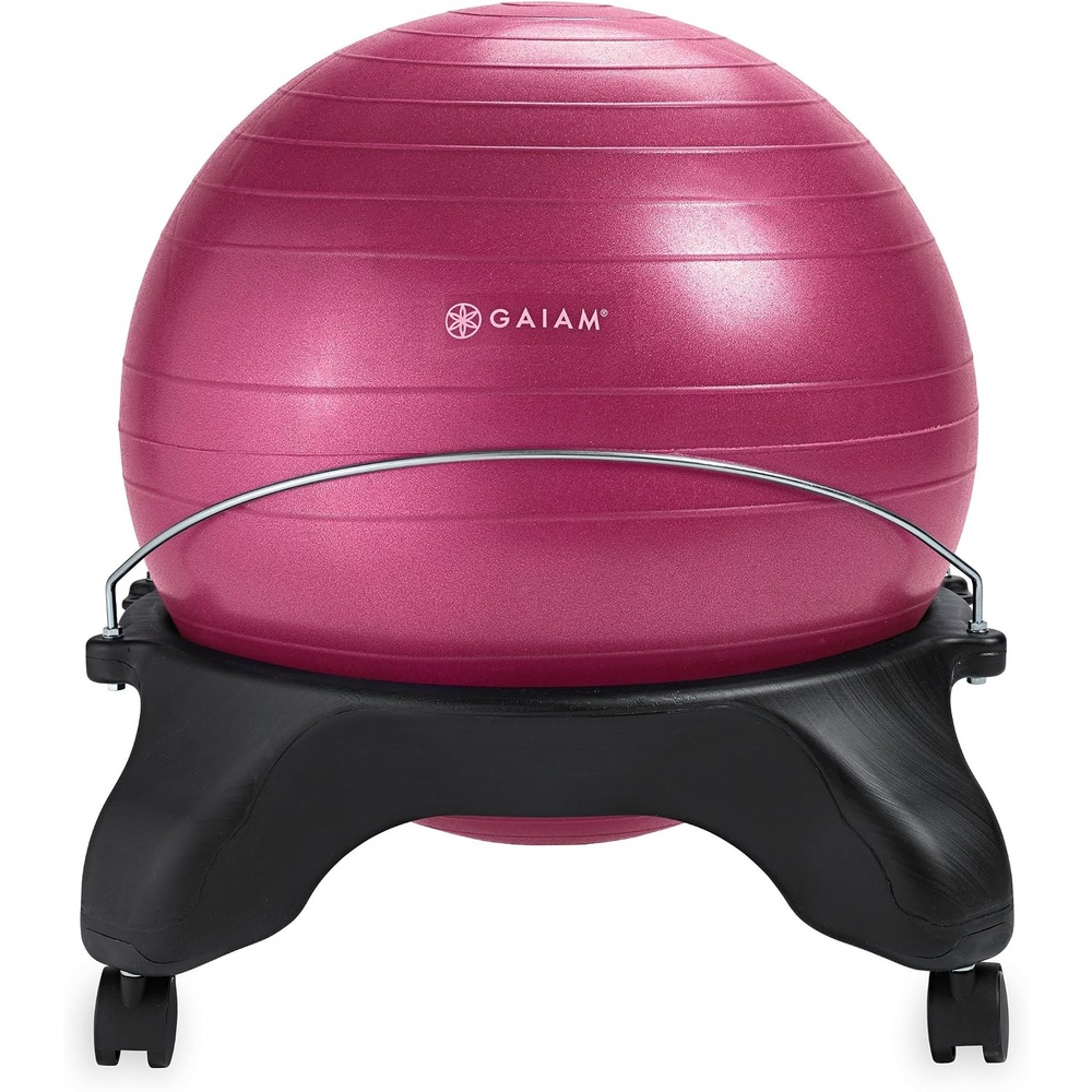 image:imageGaiam Classic Backless Balance Ball Chair Exercise Stability Yoga Ball Premium Ergonomic Chair for Home and Office Desk with Air Pump Exercise Guide and Satisfaction Guarantee