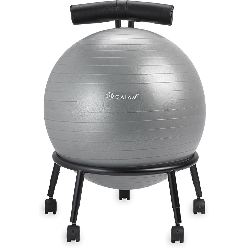 image:imageGaiam CustomFit Balance Ball Chair Exercise Stability Ball Adjustable Desk Chair for Home or Office with 55cm Yoga Ball Air Pump Exercise Guide and Satisfaction Guarantee