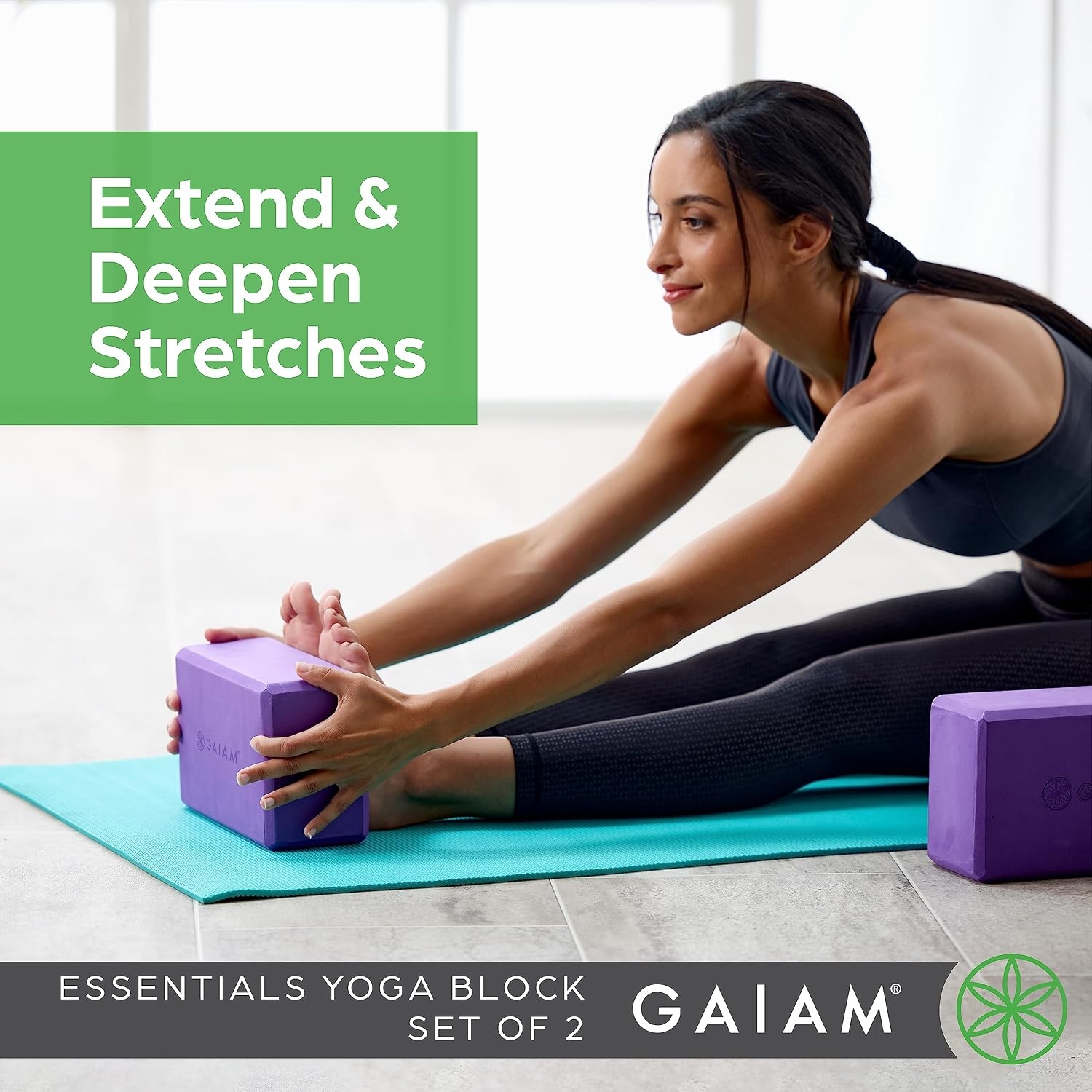 image:imageGaiam Yoga Block Supportive LatexFree Eva Foam Soft NonSlip Surface with Beveled Edges for Yoga Pilates MeditationVivid Blue Pack of 12